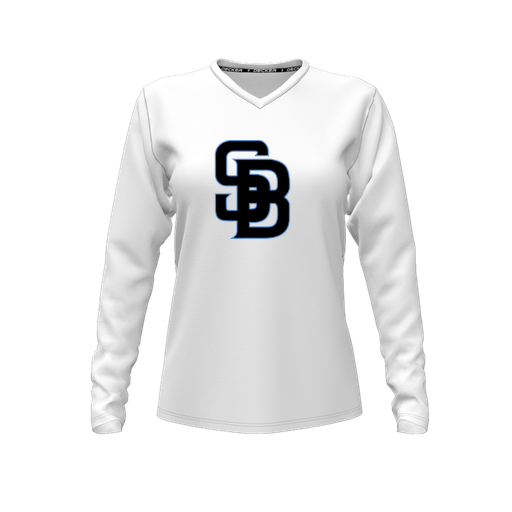 [FTLVCFWH-FYXS-LOGO1] Decker Comfort T-Shirt (Female Youth XS, White, V Neck, Logo 1, Long Sleeve)