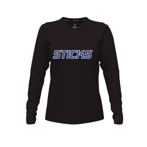 [FTLVCFBK-FYXS-LOGO3] Decker Comfort T-Shirt (Female Youth XS, Black, V Neck, Logo 3, Long Sleeve)