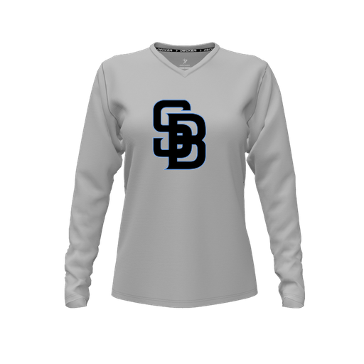 [FTLVCFGY-FYXS-LOGO1] Decker Comfort T-Shirt (Female Youth XS, Gray, V Neck, Logo 1, Long Sleeve)