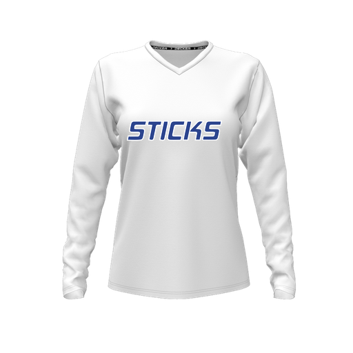 [FTLVPTWH-FYXS-LOGO3] Decker Performance T-Shirt (Female Youth XS, White, V Neck, Logo 3, Long Sleeve)