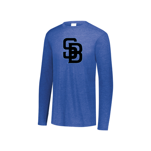 [FTLCUBRY-YS-LOGO1] Decker Youth Tri-Blend T-Shirt - Long Sleeve (Youth S, Royal, Logo 1)