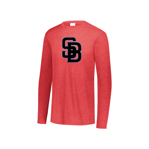 [FTLCUBRD-YS-LOGO1] Decker Youth Tri-Blend T-Shirt - Long Sleeve (Youth S, Red, Logo 1)