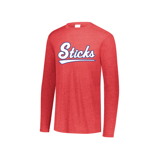 [FTLCUBRD-YS-LOGO2] Decker Youth Tri-Blend T-Shirt - Long Sleeve (Youth S, Red, Logo 2)